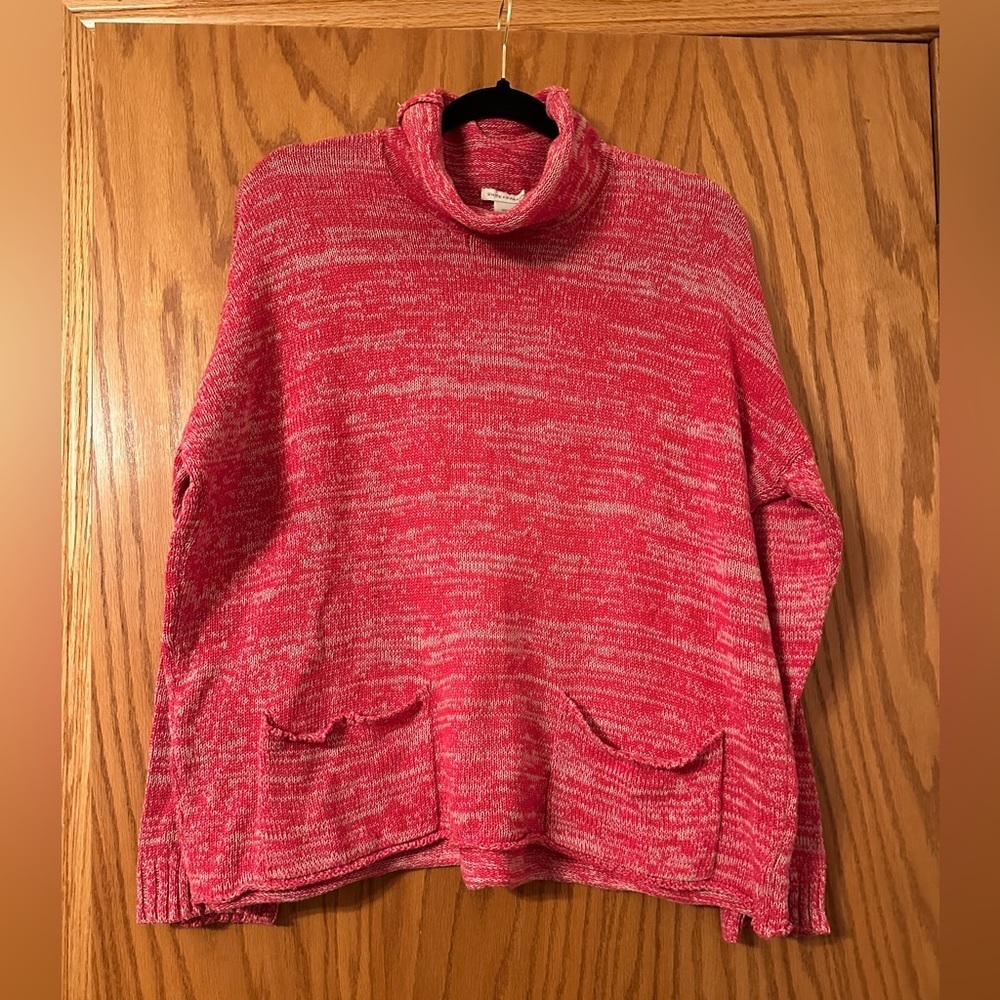 White + Warren Knit High Neck Cotton Pullover - Size L - oversized